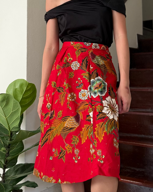 Bayu Batik A-line Skirt (Red)