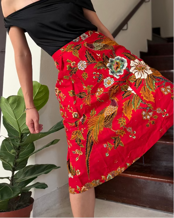 Bayu Batik A-line Skirt (Red)