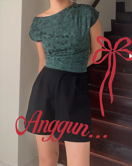 Anggun off-shoulder top ( Opal Green )