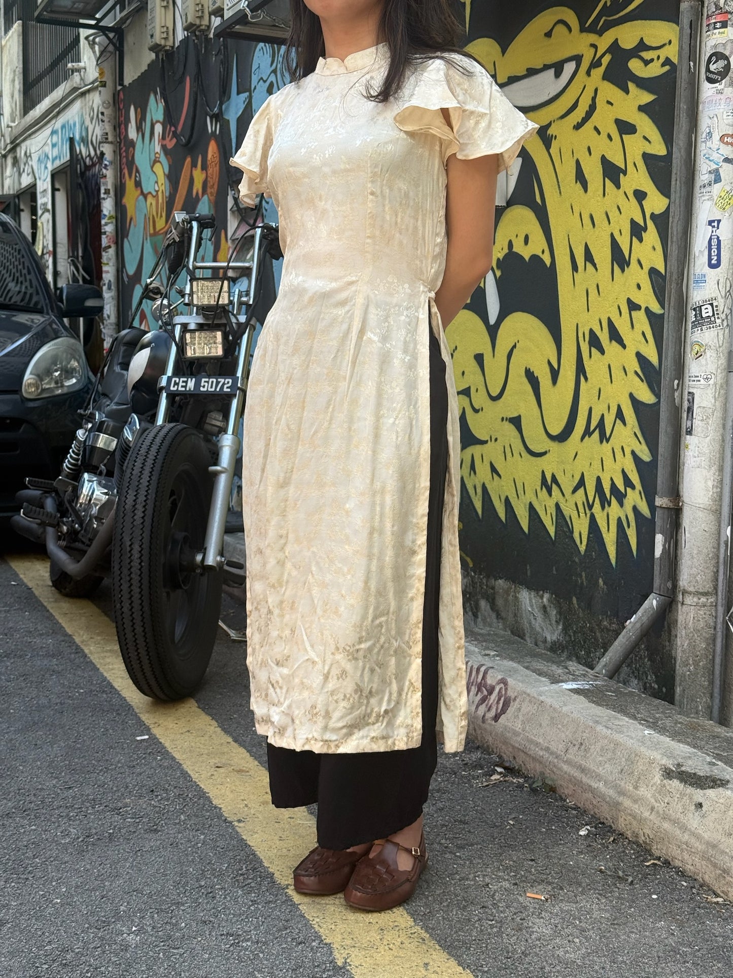 Ayu Ao-Inspired Dress with Sleeves