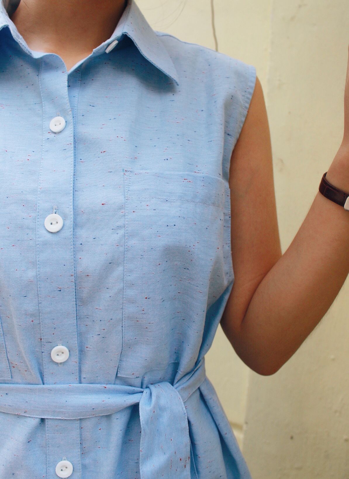 Sleeveless Collar Shirt Dress