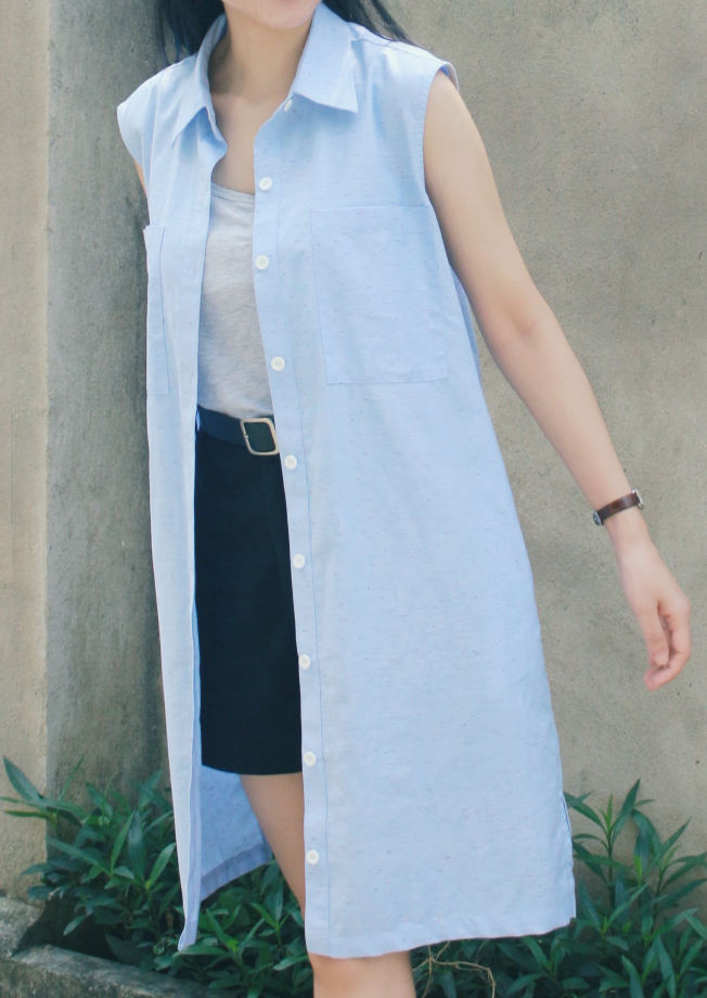 Sleeveless Collar Shirt Dress