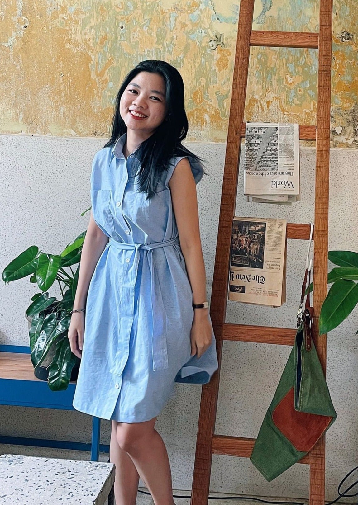 Sleeveless Collar Shirt Dress